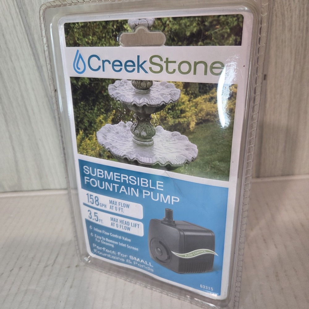 New Creekstone Submersible Fountain Pump # 63315 158 gph UL Listed